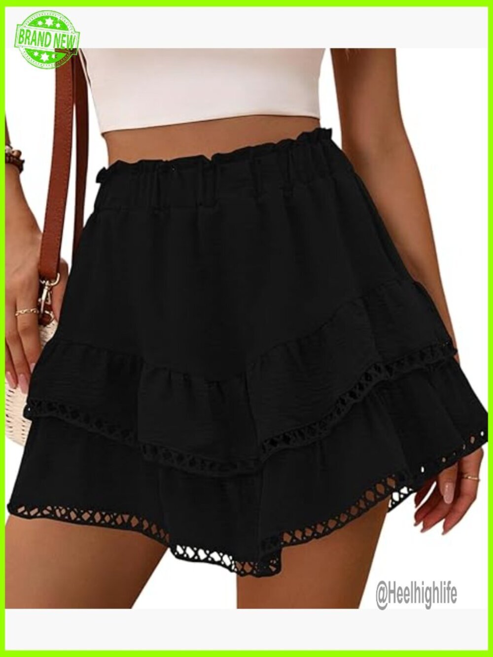 High Waist Flowy Skorts with Built-in Shorts Ruffle Tiered Design